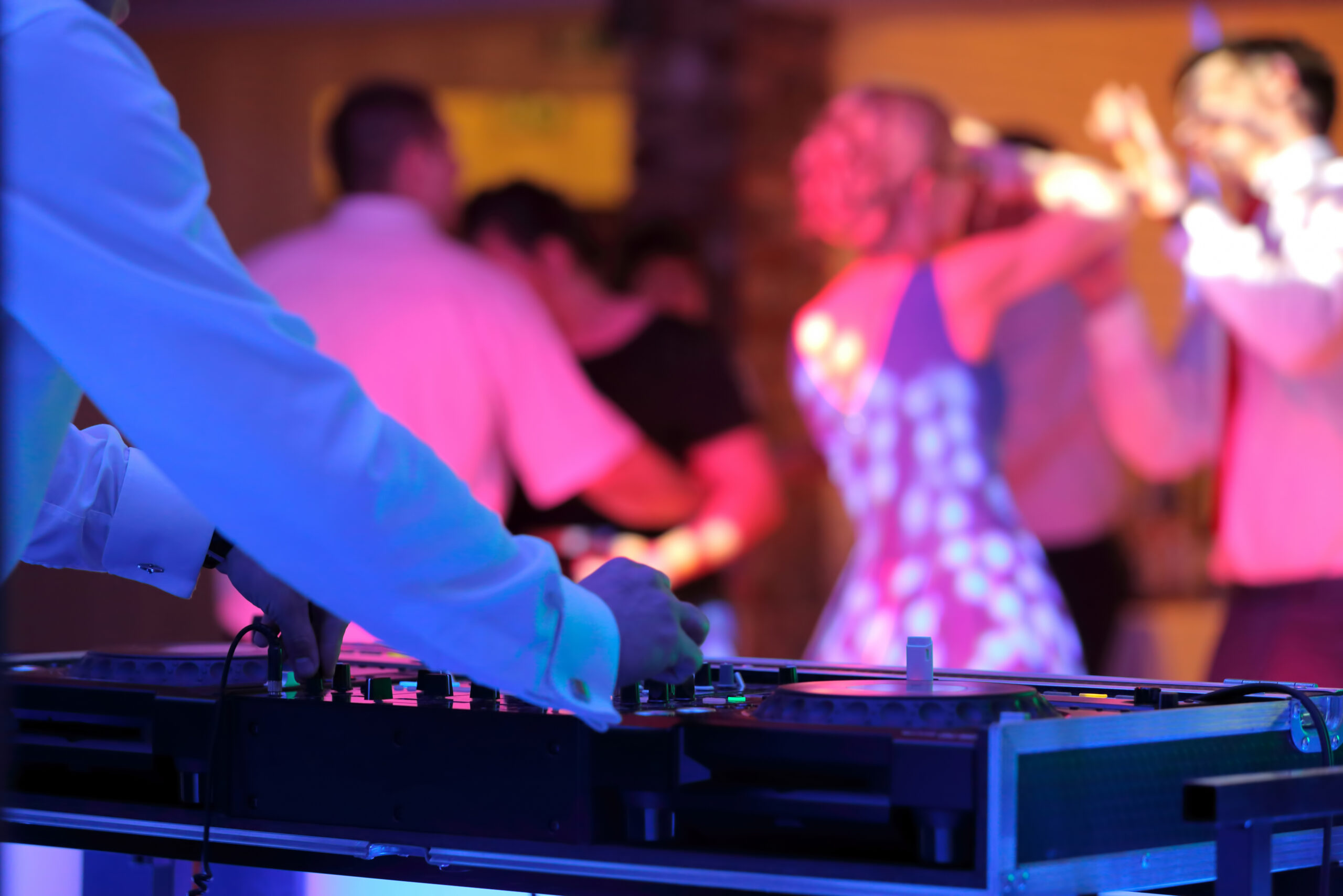 Dancing couples during party or wedding celebration