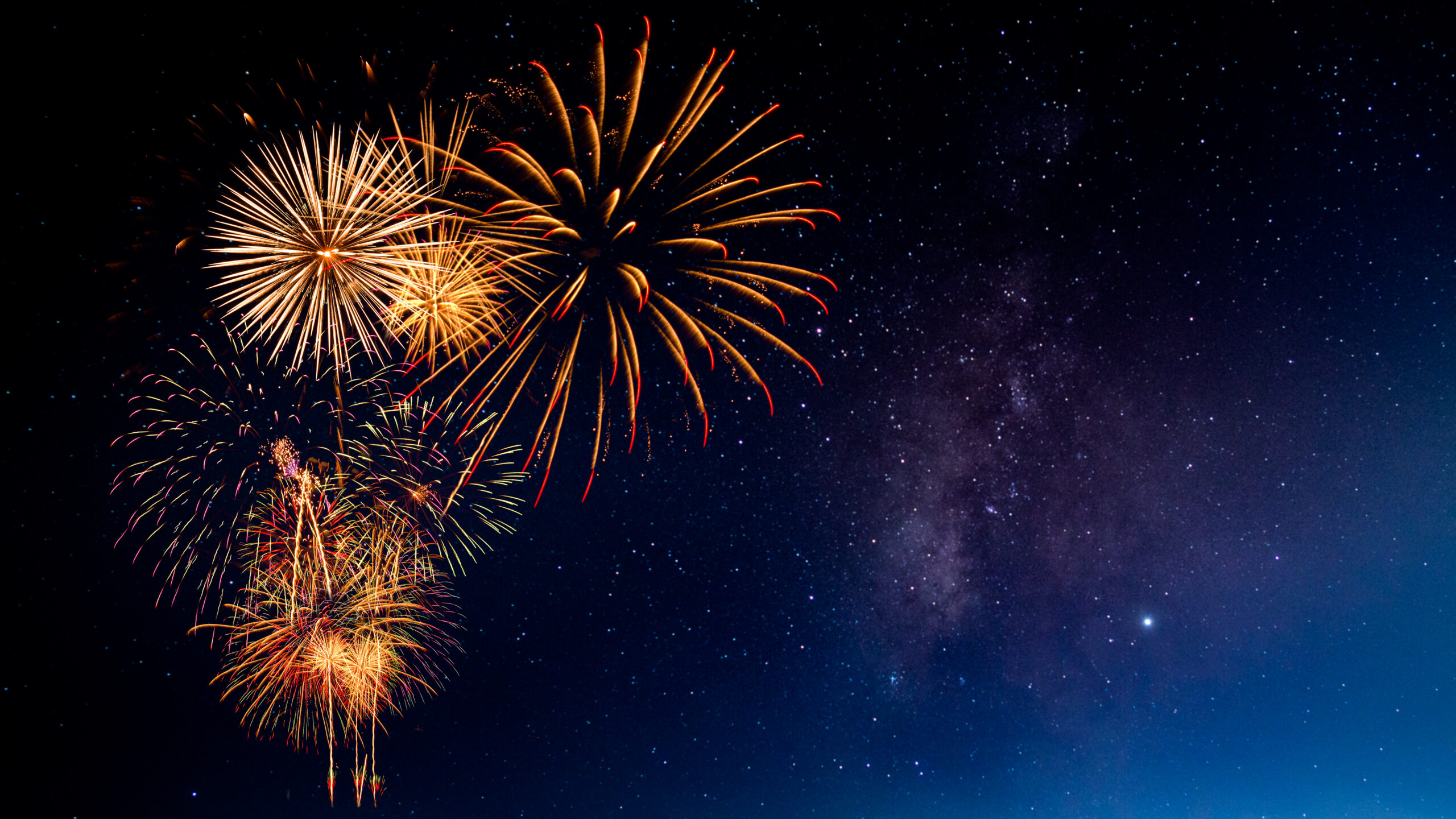 fireworks in the night sky